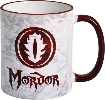 Elbenwald Herr der Ringe Tasse Mordor mit Wappen und Mittelerde Karte
