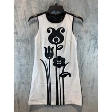 Victoria Beckham Target Black White Floral Applique Mod Shift Mini Dress XS