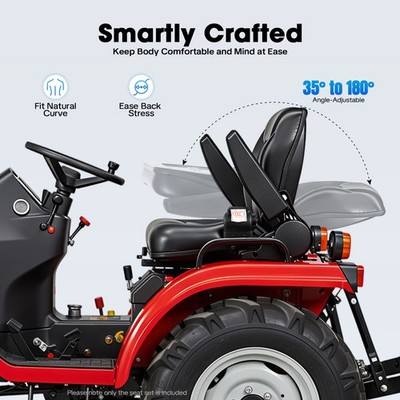 Durable Tractor Seat Adjustable Forklift Digger Mower Dumper Seat W/ Slide Rail