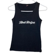 Red Stripe Clothing Black Tank Top Womens Large Sleeveless Casual Promo Festival