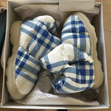 size 45eu 12us Burberry Pillow Boots Hunter Blue White Check Padded Drawstring