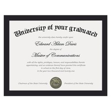 Certificate Frame with Clear Plexiglass, 8.5 byPicture Diploma 1 Black
