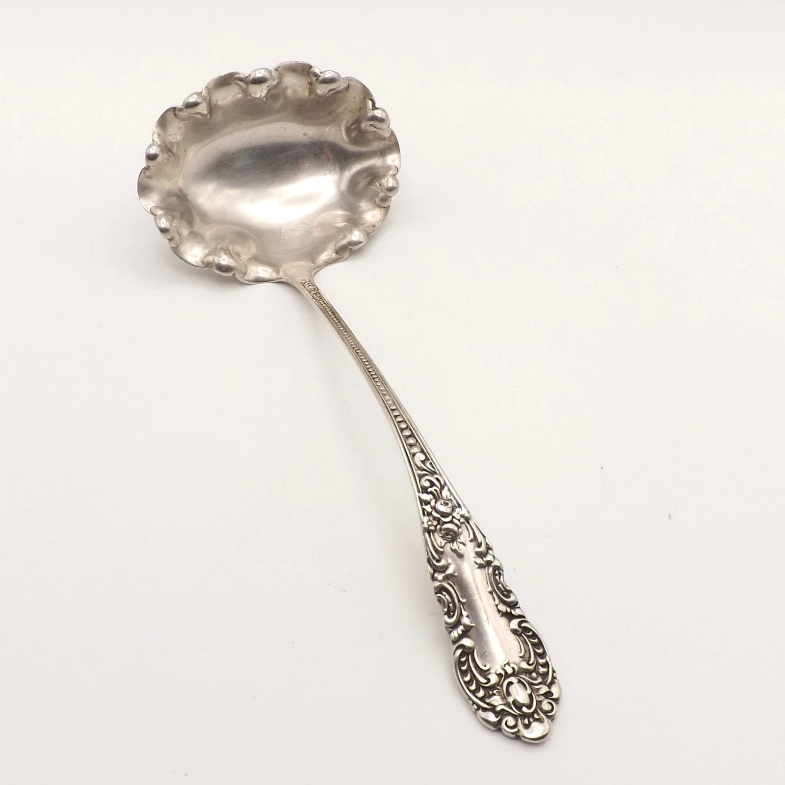 Antique Apollo by Knowles Sterling Silver Ruffled Gravy Ladle Serving Spoon