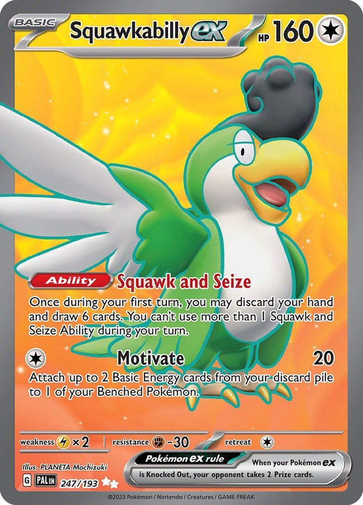 Squawkabilly ex - Holo SV2 Paldea Evolved 247/193 NM Pokemon