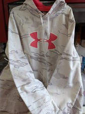 Under Armour Sweatshirt Women XL Semi Fitted Gray Pink Camouflage Hoodie