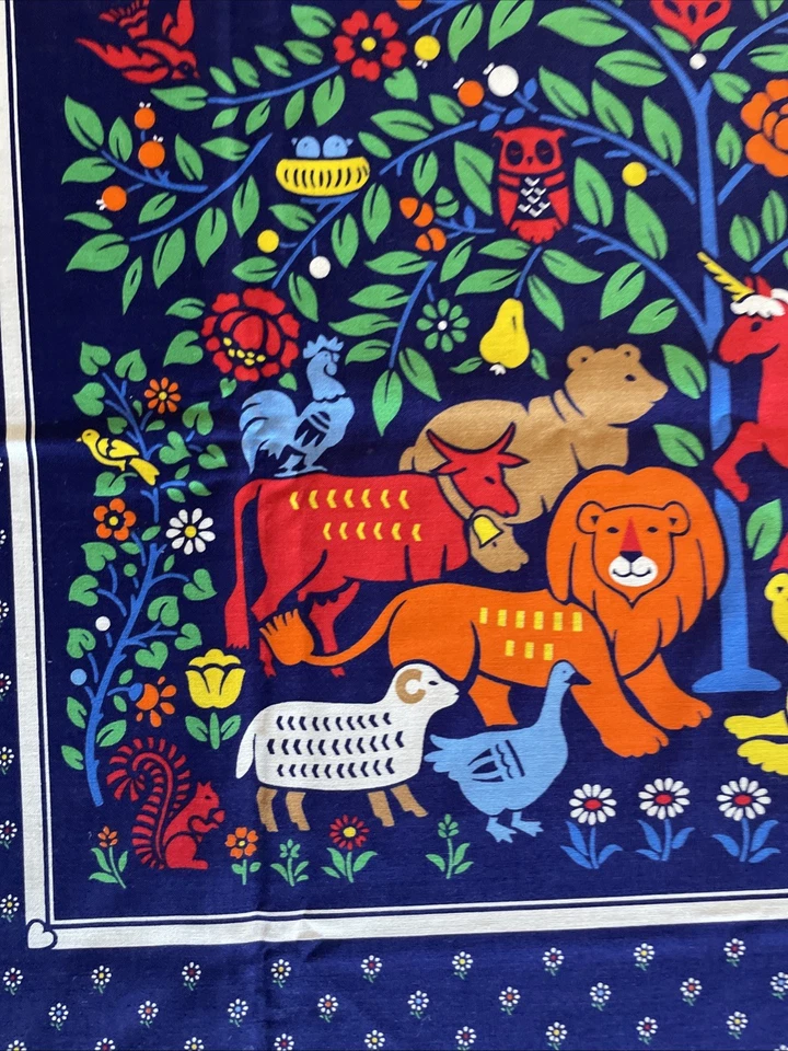 Quilt Fabric Panel Animals Under Tree Unicorn Sheep Pig Owl ++ 45”x35” Cranston - Image 3 of 4