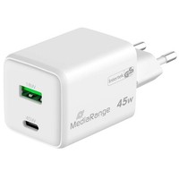 MediaRange 45W USB A/Usb C Quick Charge Ladeadapter Weiß, 45 Watt