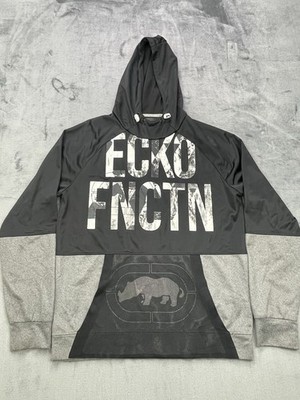 ECKO Function Men's Hoodie Size Large Black Gray Graphic Polyester