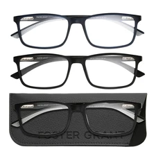Design Optics Foster Grant #666 Classic Plastic Rectangle Reading Glasses 3-pk C