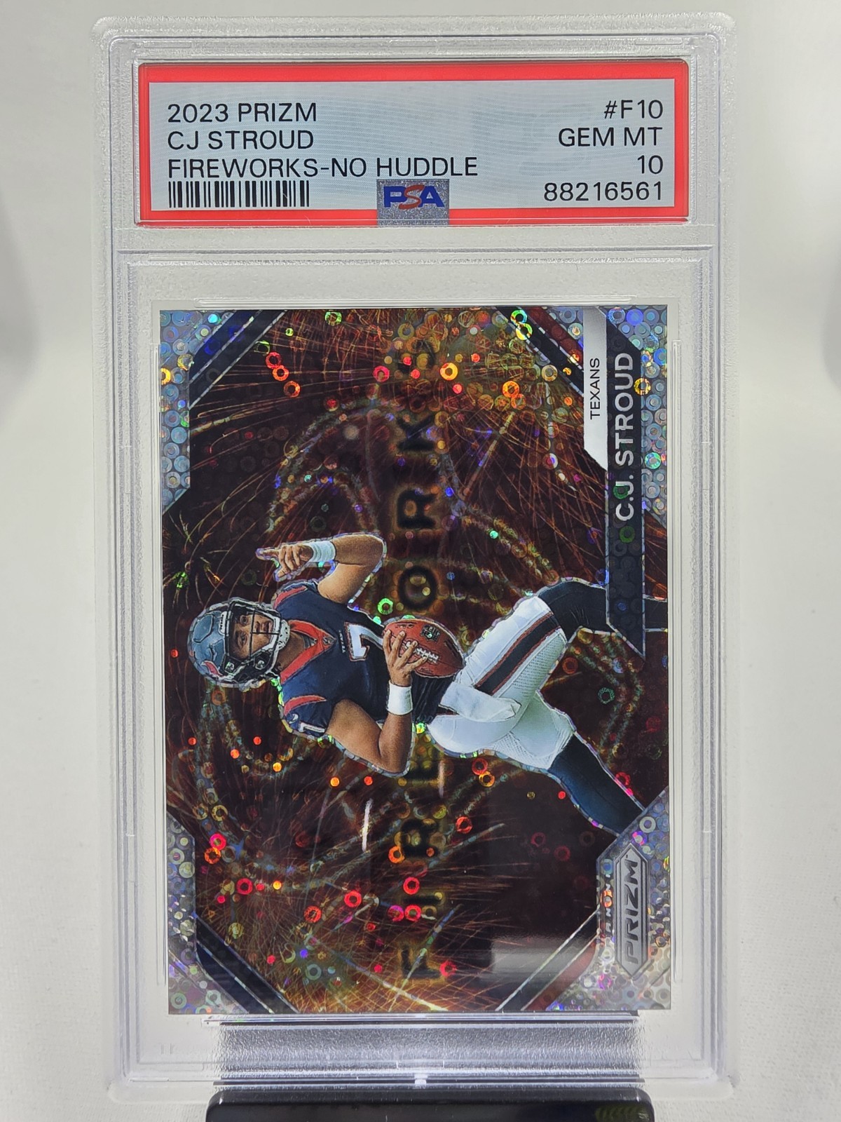 CJ Stroud 2023 Panini Prizm No Huddle Prizm Fireworks F-10 PSA 10 GEM MINT