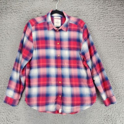 American Eagle Outfitters Shirt Womens Large Red Plaid Boyfriend Button Up