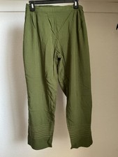 Indian Pakistan Women Loose Cotton Pants Salwar Hand Sewing Olive Green
