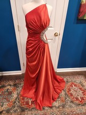 NWT Mac Duggal Women's Orange  Rhinestone W/Cutout 11692 Gown Size 6, MSRP $598