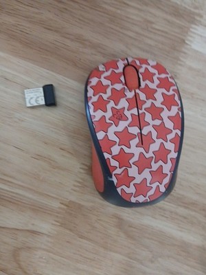 Logitech Doodle Collection M317C Wireless Mouse - Red Stars Pattern HTF