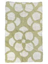 Home Classics Green  White Plush Cotton Geometric Bath Rug 20x32 Throw Mat