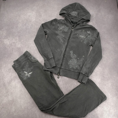 Vertigo Paris Two Piece Jog Set Womens S Y2K Grey Lounge Tracksuit