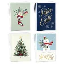 Boxed Christmas Cards Assortment with 4 Designs, 12 Cards and Envelopes