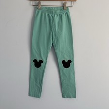 Hanna Andersson Disney Collection Girls Green Mickey Mouse Leggings Size 6-7
