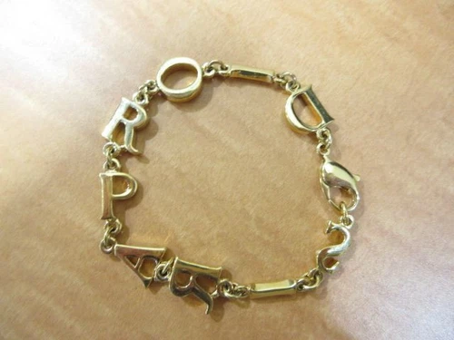 Bracelet Christian Dior Logo Ton Or Accessoire Vintage Bijoux Femme