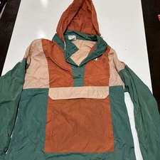 Champion Unisex Windbreaker Jacket Large  Colorblock Hooded Pullover Miami