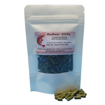 (13,30 /100g) Maulbeer-Sticks 30g / PREMIUM Futter-Sticks für Garnelen Krebse