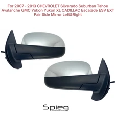 Pair Side Mirror for 07-13 CHEVY SUBURBAN SILVERADO Power Heated Chrome LH & RH