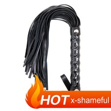 New Riding Crop PU Leather Whip Flogger Tassels Handle Restraints Slaver
