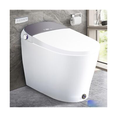 EPLO Smart Toilet Heated Seat,Off-seat Auto Flush,Foot Kick Flush,Blackout ca...