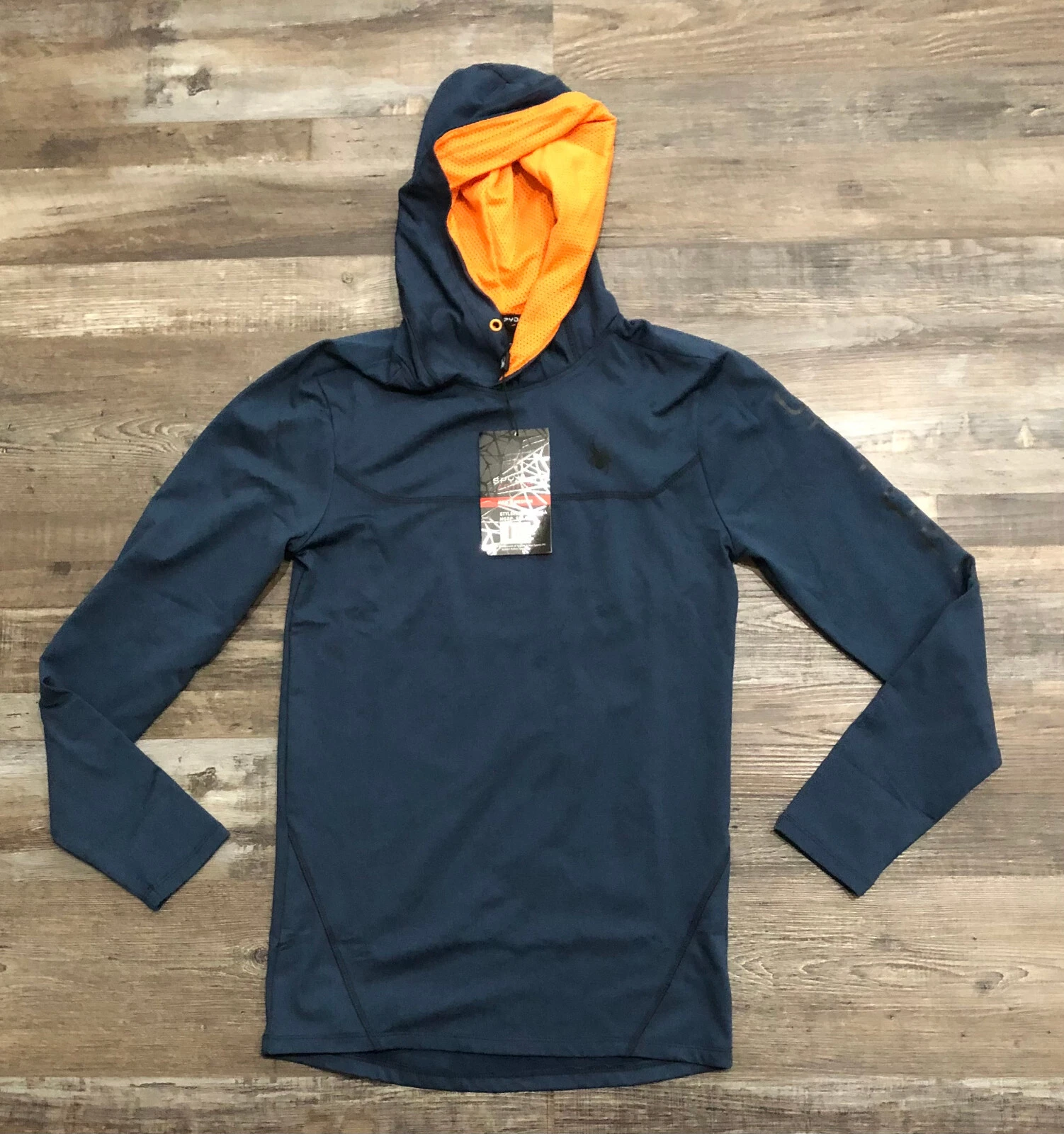 Spyder Active Mens Medium Blue Hoodie Sweatshirt Pullover New with $98 Tags
