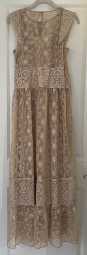 NWT Sundance Catalog Sleeveless Long Champagne Lace “Faythe Dress” Size PL $268 - Picture 4 of 5