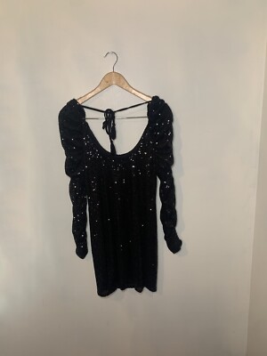 chelsea and violet black lace dress C&V Chelsea & Violet Lace Sleeves V Neck blouse Dress Size M medium black rayon