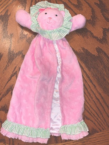 HTF Mud Pie Pink Green Lion Security Blanket/Lovey - Picture 1 of 4