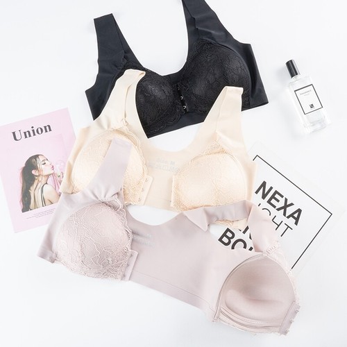 Lace Sheer Front closure Bra Plus Size Women Bras Plunge X Back Sexy Lingerie - Bild 6 von 20