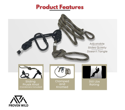 Tree Stand Gun Rope Saddle Hunting Accessories Treestand Safety Rope With Prusik Knot ...