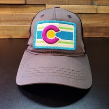 Colorado Limited Hat Mens Gray Black Trucker Snapback Patch State Flag Cap