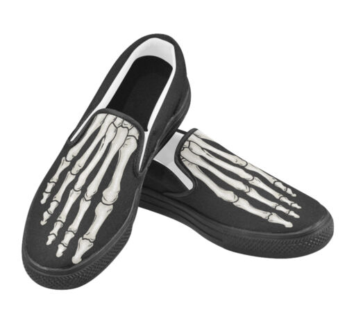 Elliz Clothing's Men's Skeleton Foot Slip-on Shoes Skateboarding Canvas Sneakers - Picture 12 of 16