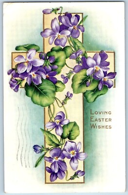 Binghamton New York NY Postcard Easter Holy Cross Flowers Embossed 1915 Antique
