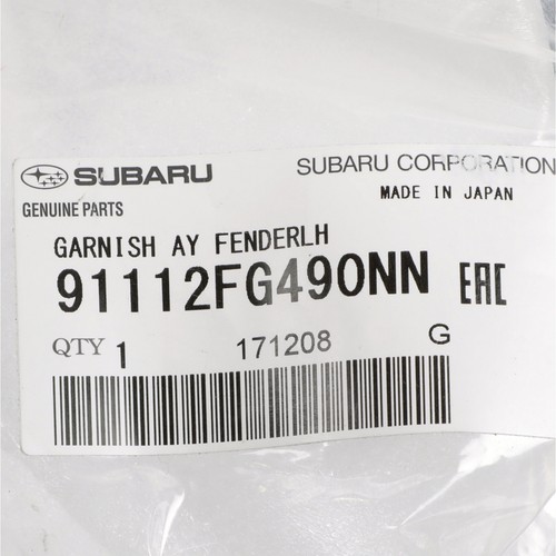 OEM NEW 13-14 Subaru Impreza WRX Driver Side Front Fender Molding 91112FG490NN - Picture 4 of 4