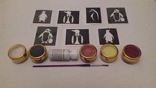 Penguin themed glitter tattoo set incl. 30 stencils + glitter + glue  bird gift