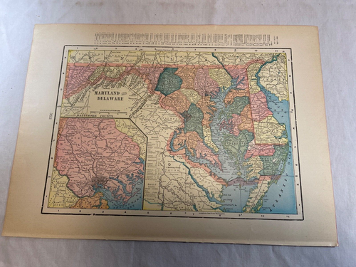 Antique all Original! Lot of (8) Maryland & Delaware State Maps 1895-1911s - Picture 13 of 24