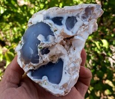 Beautiful Color Raw Blue Chalcedony in White Tuff