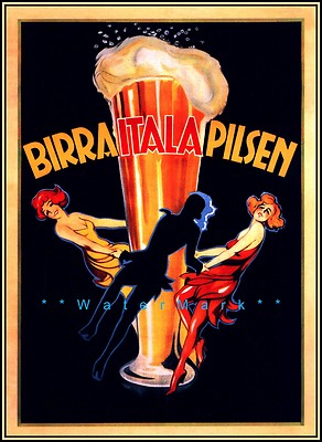 Birra Italia 1920 Pilsen Beer Italian Vintage Poster Print Drinks Advertising