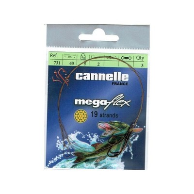 Bas De Ligne Acier Cannelle Megaflex 40cm – 7,5kg Avec Hameçon Triple N°4 – Lot De 3