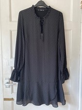 Mango Polka Dot Ruffle Sleeve And Hem Dress Size S