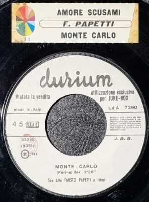 7'' FAUSTO PAPETTI '' Monte Carlo / Amore Scusami 1964 + Sticker 