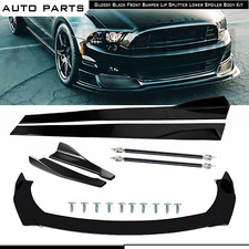 For 05-09 Ford Mustang Gt Front Splitter Bumper Lip Spoiler Gloss Black Bod Kit