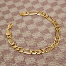 NEW 10K YELLOW GOLD 8mm FIGARO LINK BRACELET SOLID  NOT HOLLOW  8.75 inch 
