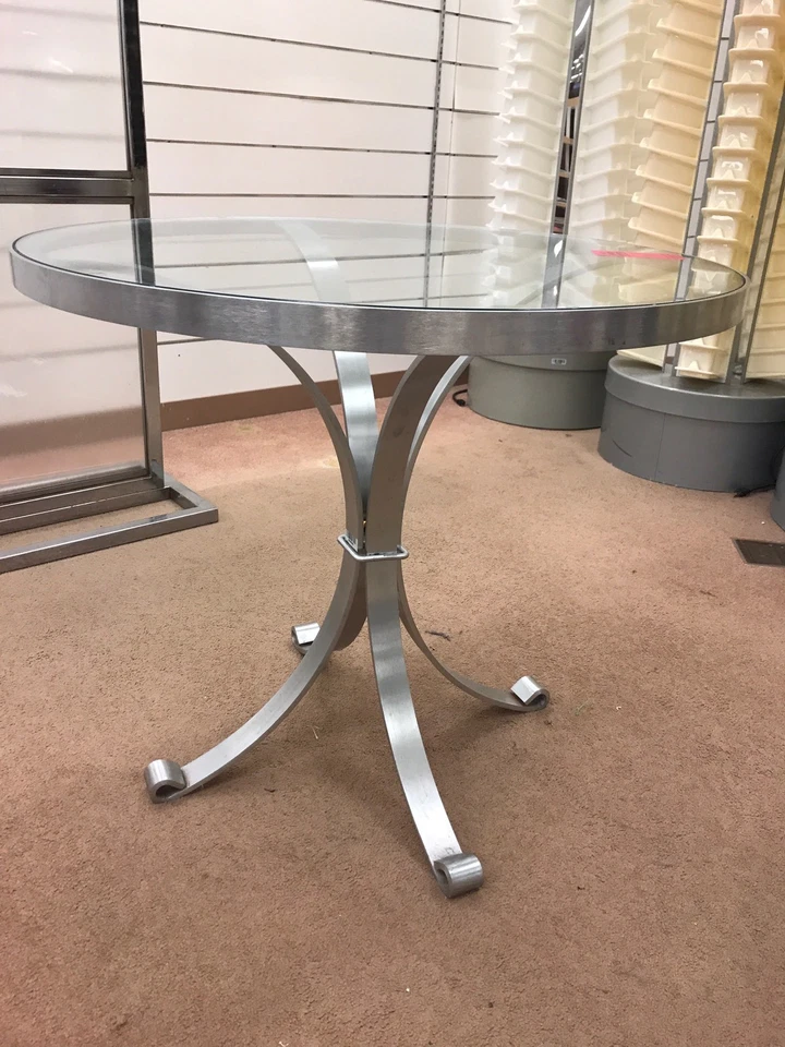 Mesa de comedor moderna vintage BORSANI Mid Century de acero inoxidable Stow Davis Foto 2 de 4