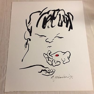 Audrey Preissler ''Boy'' & Ladybug - Dargis Assoc. Inc. 1980 Art Print/Poster NOS