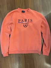 Vintage Paris France Tour D'or Travel Pink Embroidered Pullover Sweatshirt Sz L